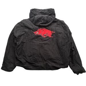 TeamWorx Arkansas Razorbacks Duck Canvas Work Jacket Mens XL Zip Hooded Lined